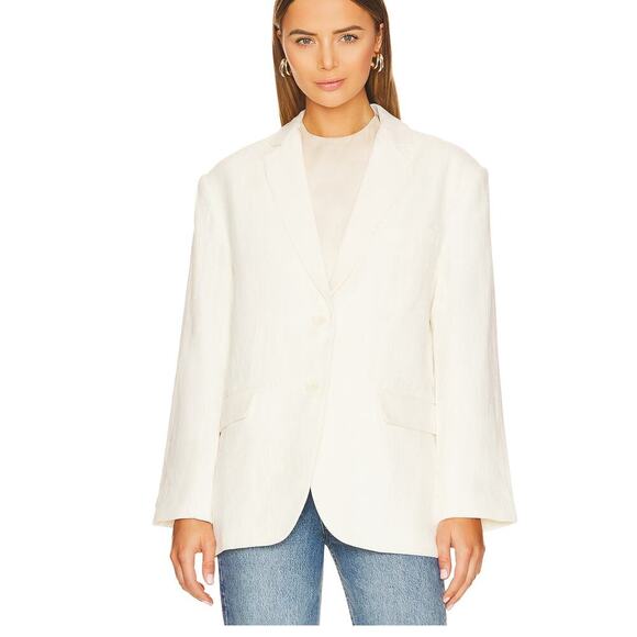 Anine Bing Jackets & Blazers - ANINE BING Linen Front Button Quinn Blazer